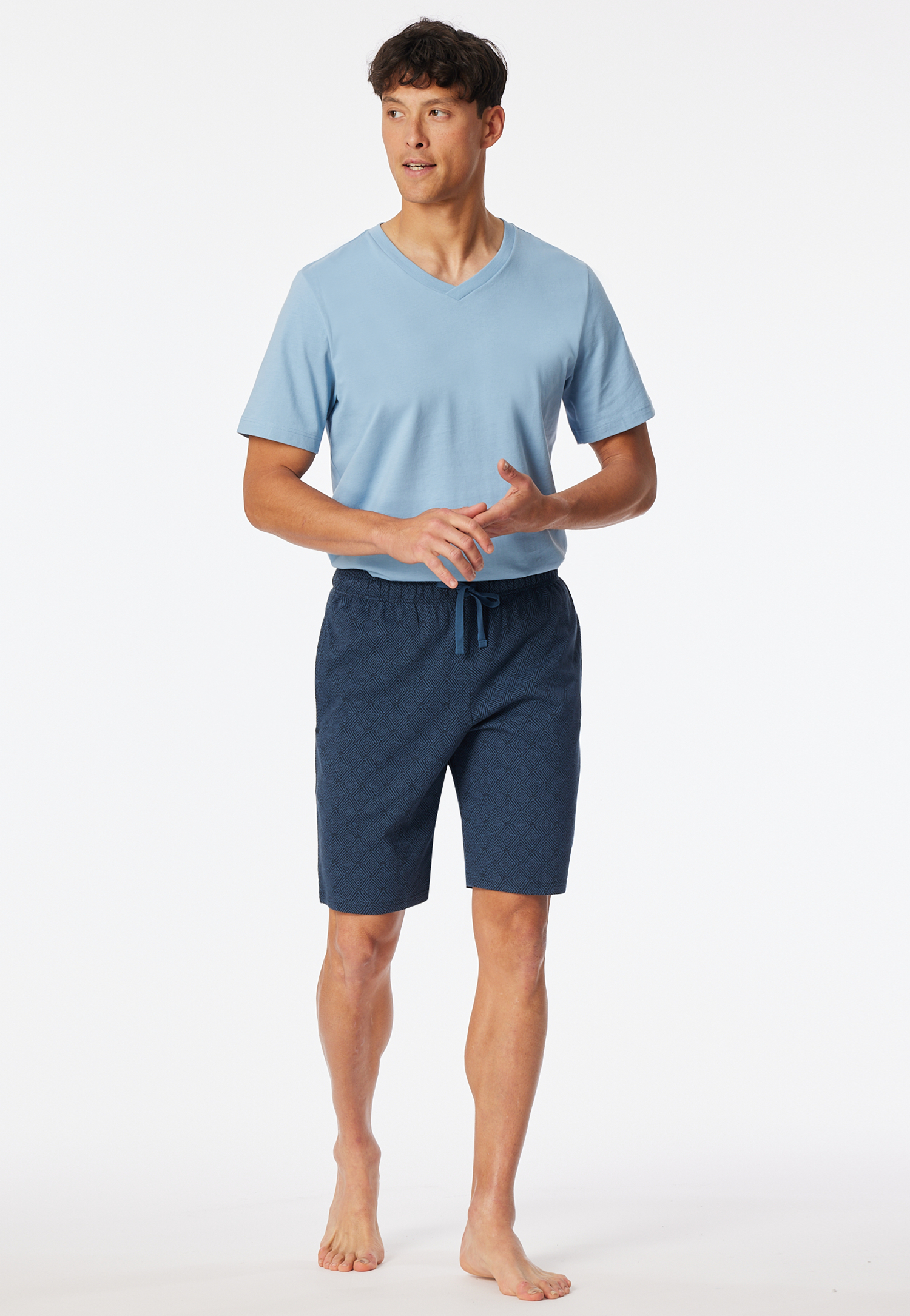 Schiesser Korte broek atlantisch blauw patroon - Mix+ Relax 