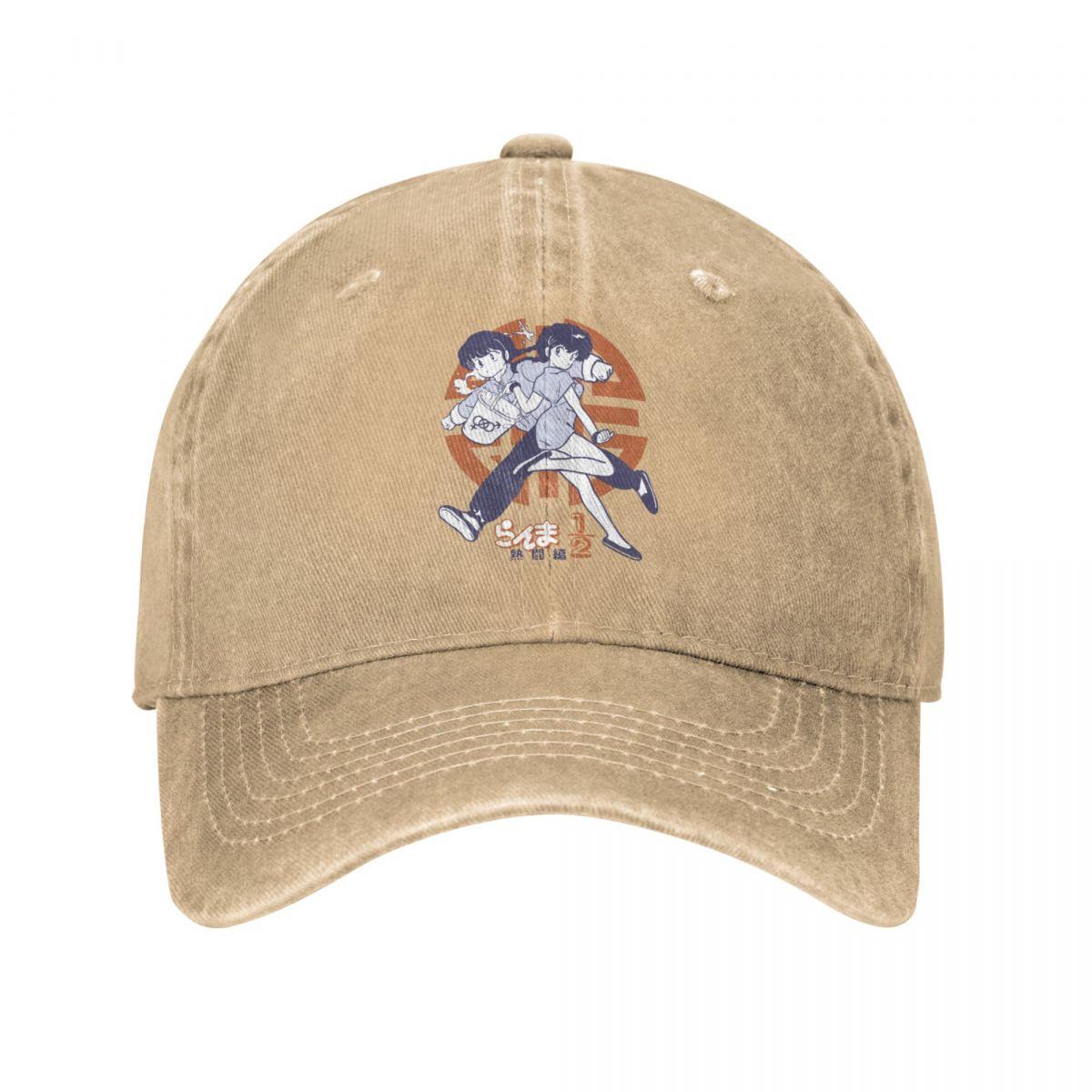 91421224MABLK3A4XG Ranma 1/2 Baseball Cap Vintage Distressed Washed Anime Manga Snapback Cap Unisex Stijl Buiten Zomer Ongestructureerd Zachte Hoeden Cap One Size