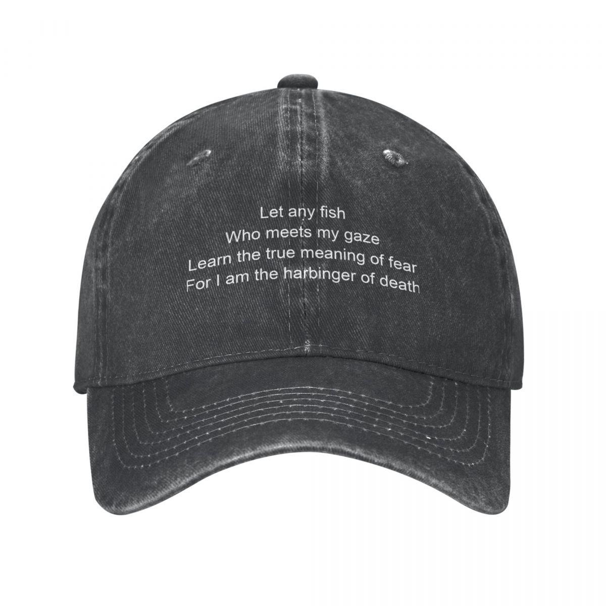 91220702MAC3XJBU98 laat elke vis die mijn blik ontmoet de ware betekenis van angst leren, want ik ben de voorbode van de dood Cowboyhoed zwart Dameshoed Unisex's