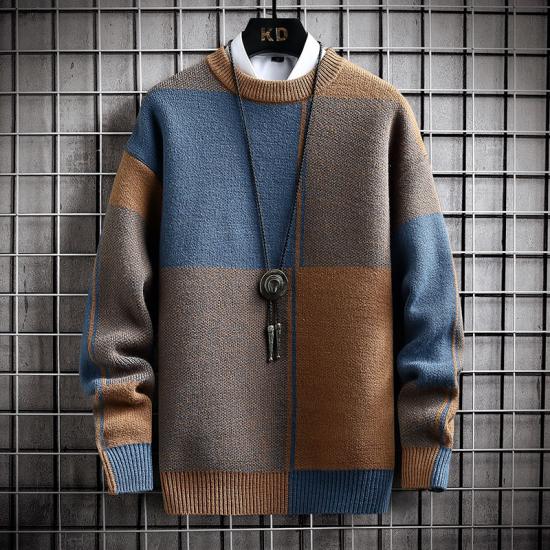 Big Thumb Halfhoge kraag Kleur Zwart Warme trui Hoge kwaliteit Heren Lente Herfst Slim Leisure Koreaans Lange mouw Losse gebreide trui XXL koffie