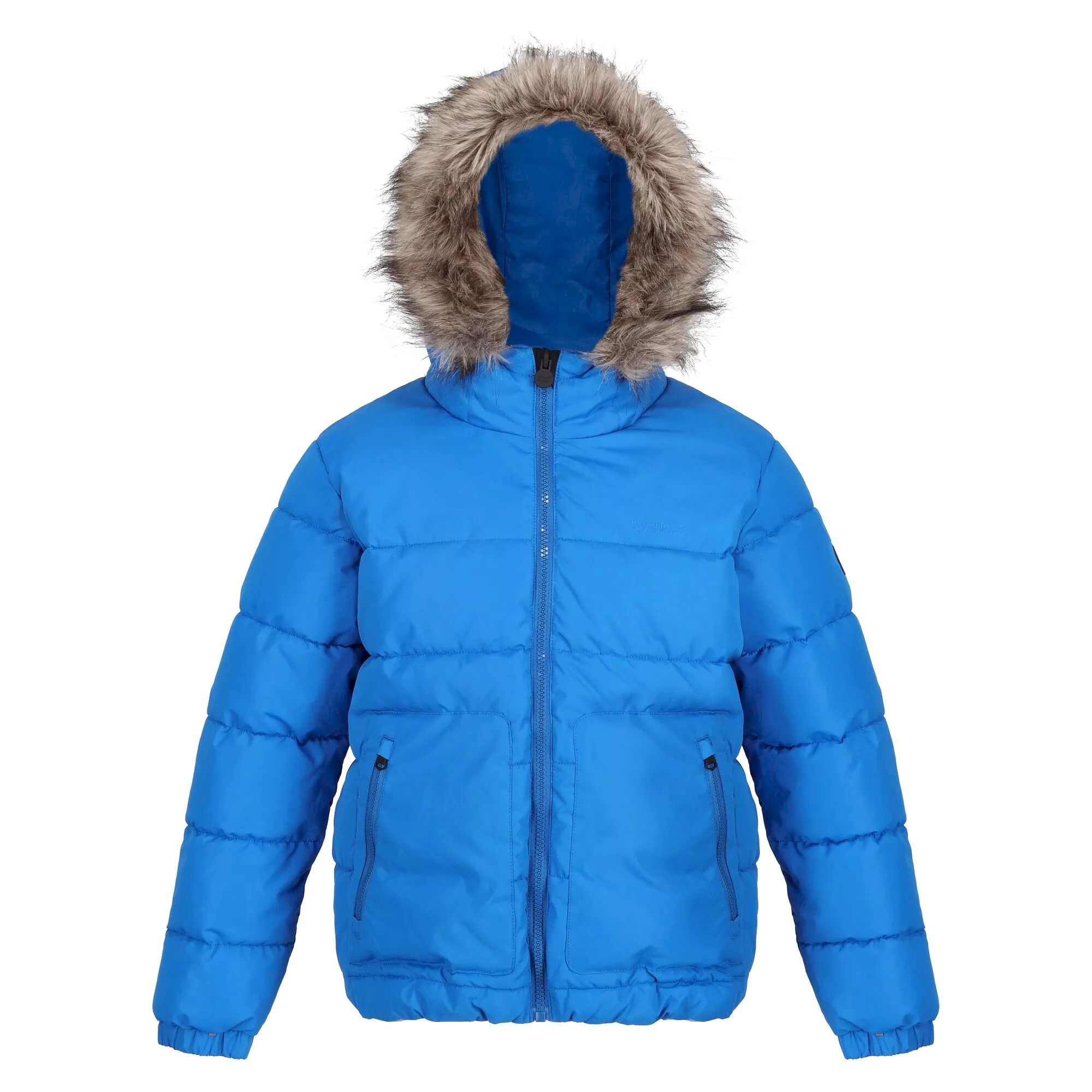 Regatta Parka met imitatiebont voor kinderen (Blauw)