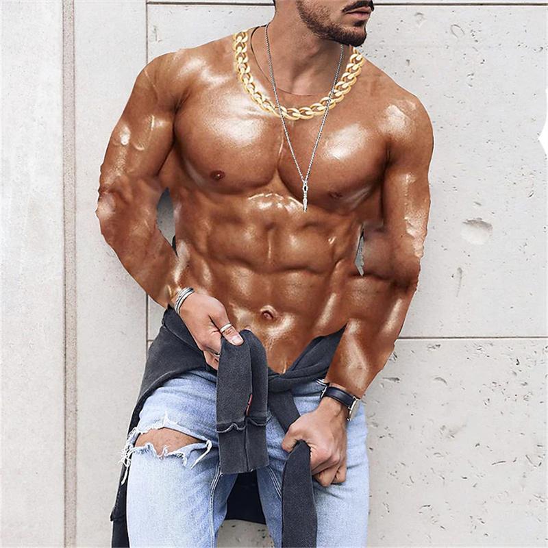 ETST 009 Muscle Tattoo Heren Compressie T-shirts Lange Mouw Wolf Draak Sportkleding Rashguard Fitness Gym Tops Tees Streetwear T-shirt S
