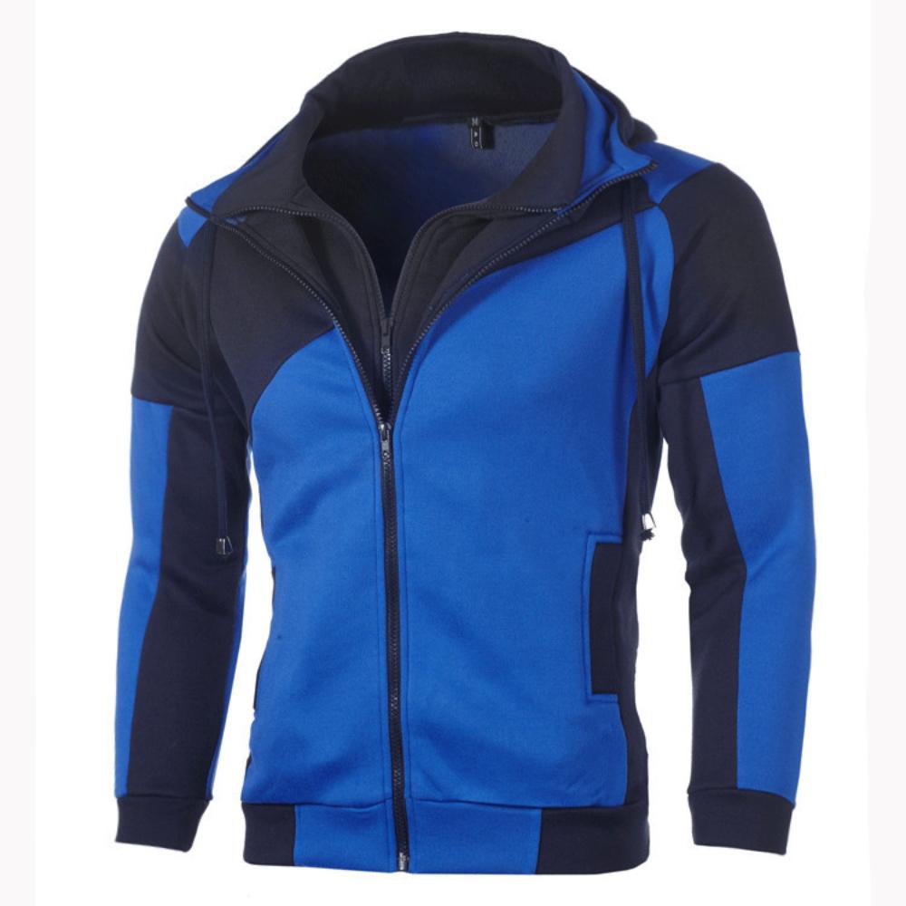King Billion Mannelijke Contrasterende Kleur Zip Hoodies Casual Lange Mouw Sweatshirts Dubbele Rits Capuchon Jassen Slim Fit Dikke Tops M wit