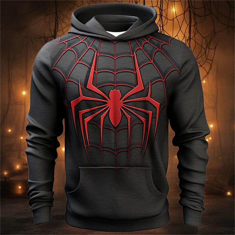 HerSight Herfstmode Sweatshirts voor heren 3D-print Spinnenpatroon Vrijetijdskleding Cosplay Oversized Hoodie Hiphop Trend Harajuku Streetwear S