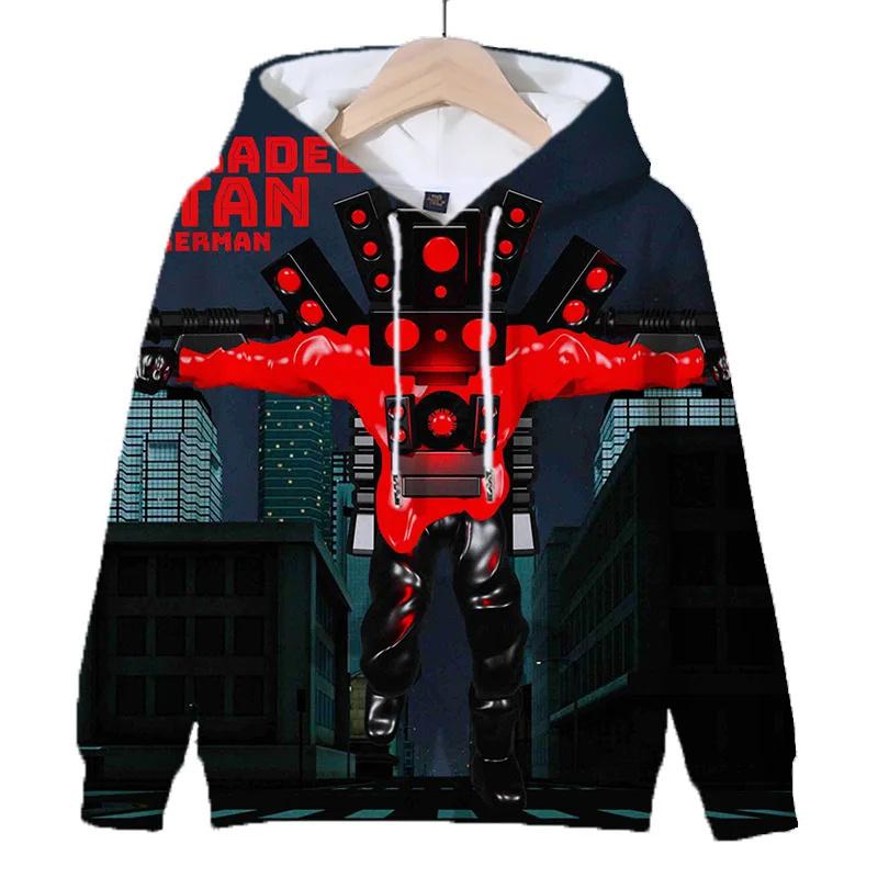 ETST008 Herfst 3D-spel Skibidi Toilet Print Hoodies voor heren Kinderen Mode Streetwear Hooded Sweatshirts Harajuku Coole kleding 100CM