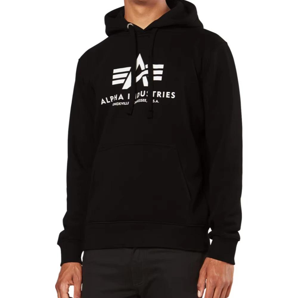 The second face a man Alpha Industries heren sportkleding met basic capuchon print herfst/winter twill katoen zak casual retro sportkleding heren sportkleding S zwart