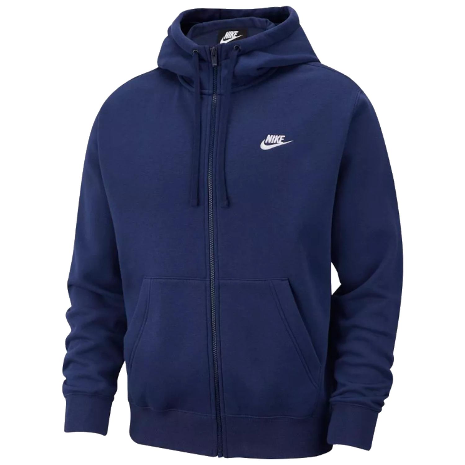 Nike NSW Club Fleece FZ Hoodie, Heren marineblauwe Sweatshirt L Vloot