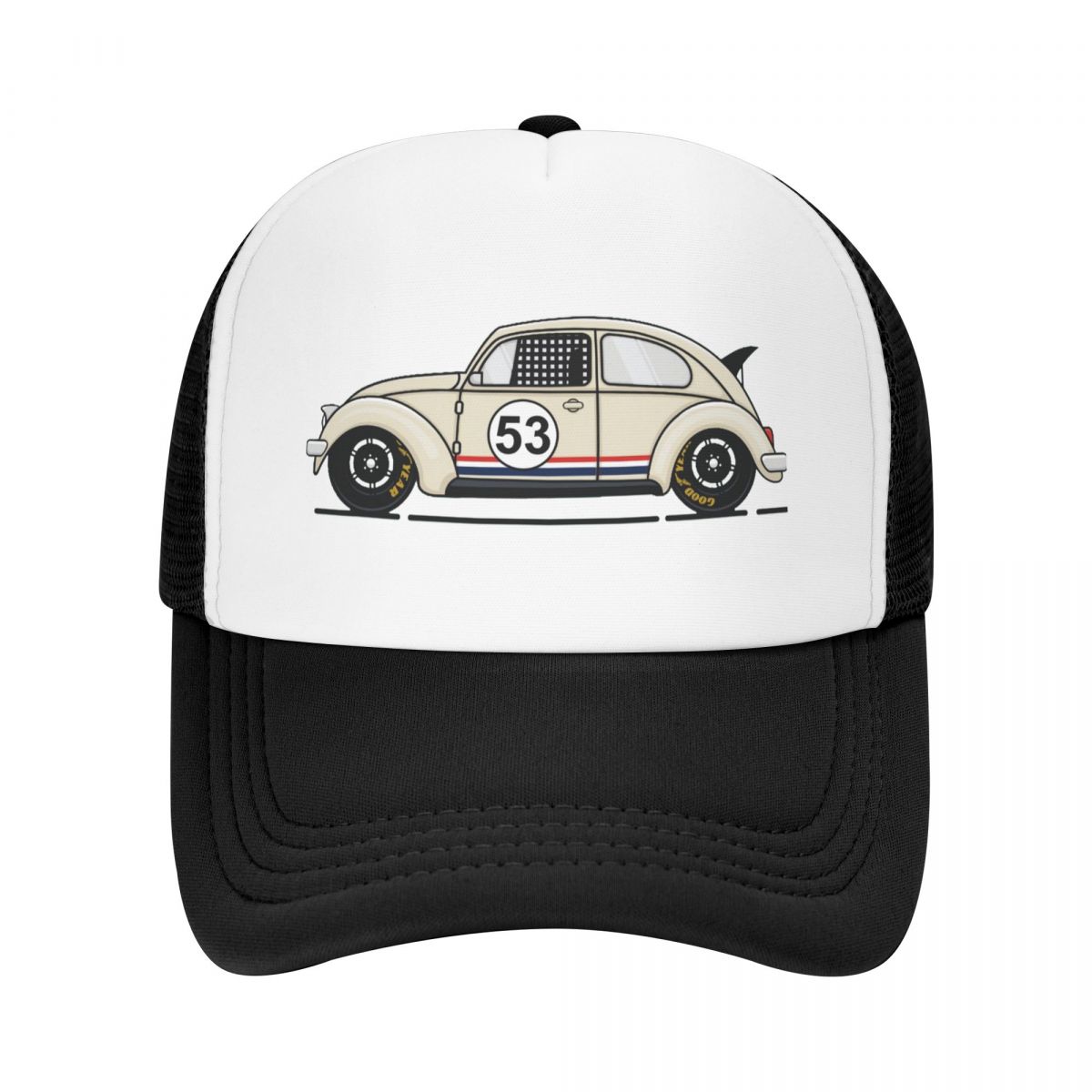 91460000MAC0FHAR19 Gepersonaliseerde klassieke raceauto Herbie honkbalpet voor unisex WoUnisex ademende truckerpet Streetwear Snapback-petten Zomerhoeden Trucker Hat