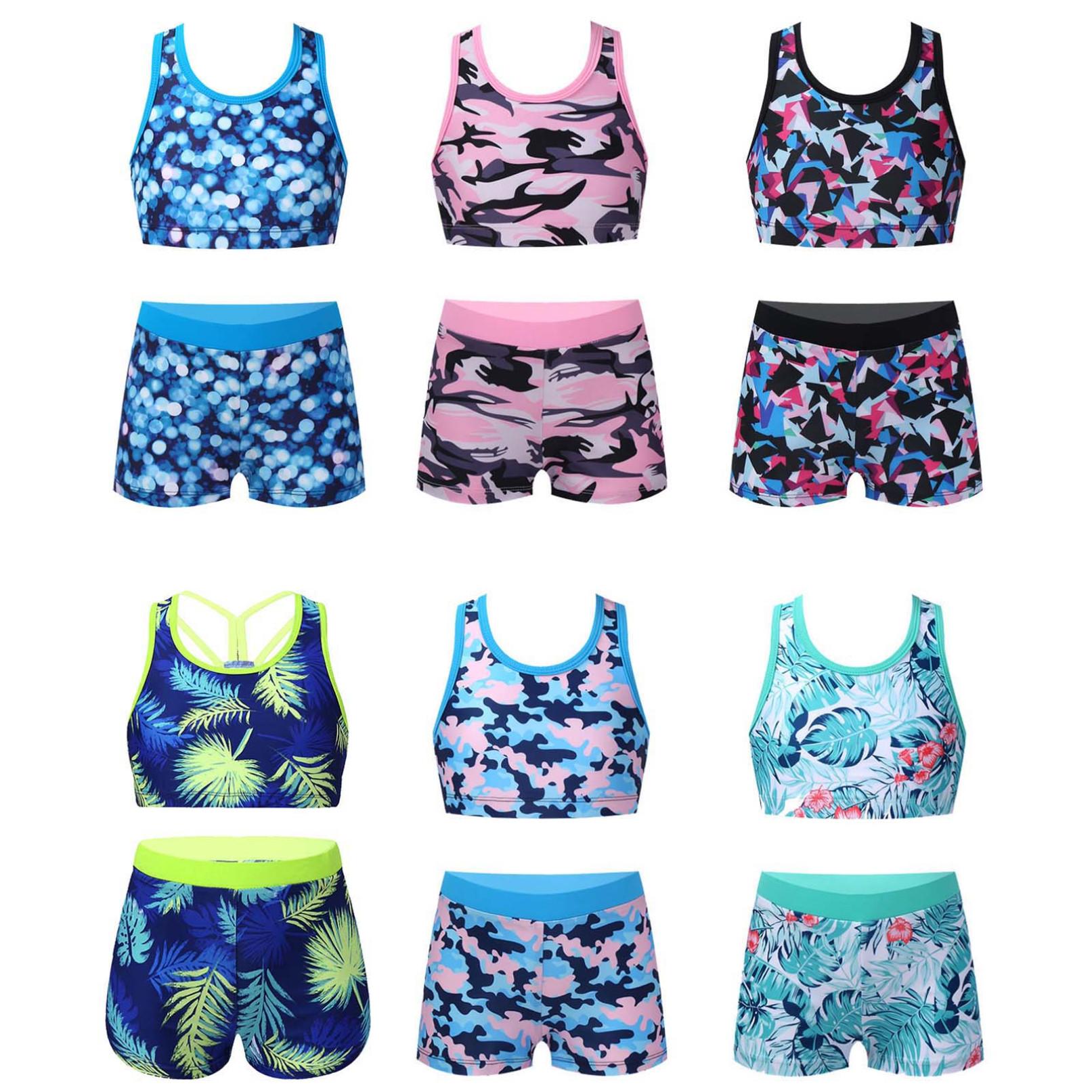 WinYing Kinderen Meisjes 2Pcs Tankini Badpakken Bedrukt Tank Top Vest en Shorts Badmode Badpakken 5-6 Years turquoise