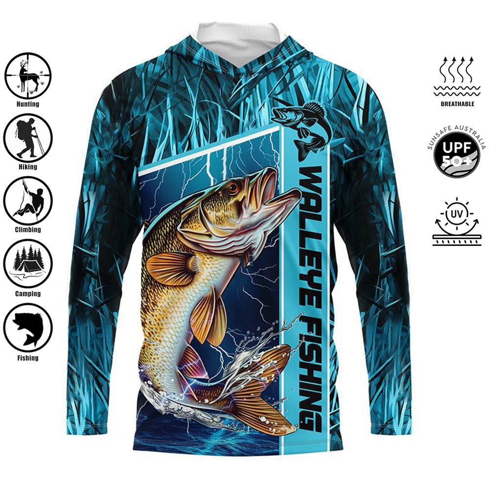 ETST 013 Outdoor Sport Vissen Shirt Bedrukt Capuchon Sweatshirt Herenkleding Zonbescherming Vochtafvoerend Comfortabel Vissen Shirt S
