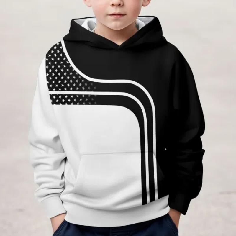 ETST 012 Lente en herfst nieuwe kinderkleding ster 3D-geprinte lange mouwen capuchontrui jongens casual ademende sportkleding 100CM