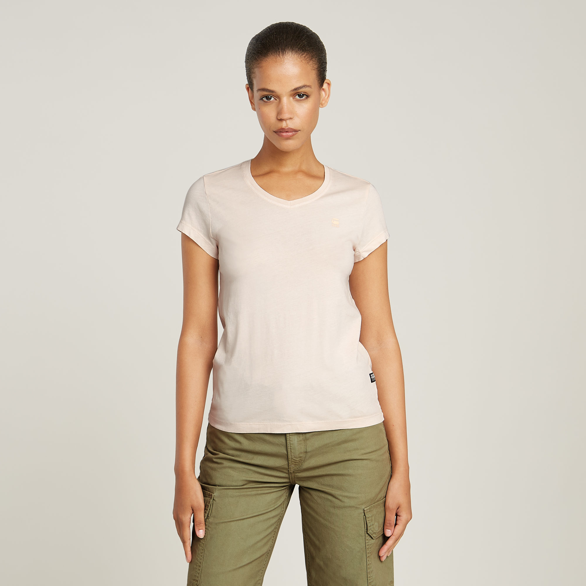G-Star RAW Overdyed Eyben Slim V-Hals Top 2.0 - Roze - Dames
