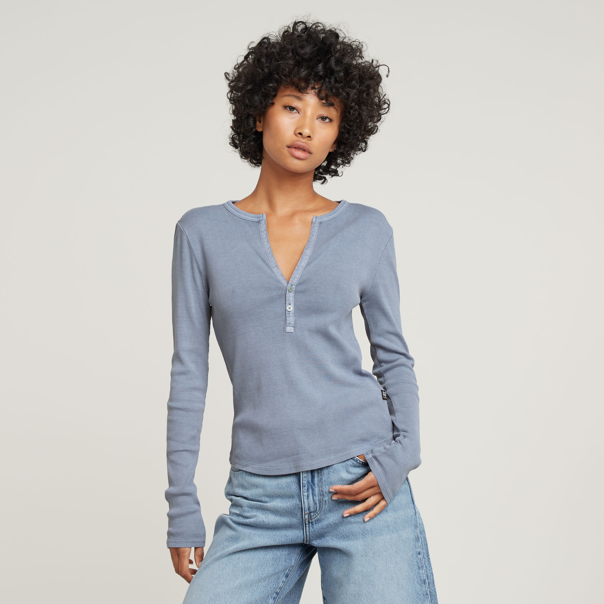 G-Star RAW Deep V-Neck Slim Top - Lichtblauw - Dames