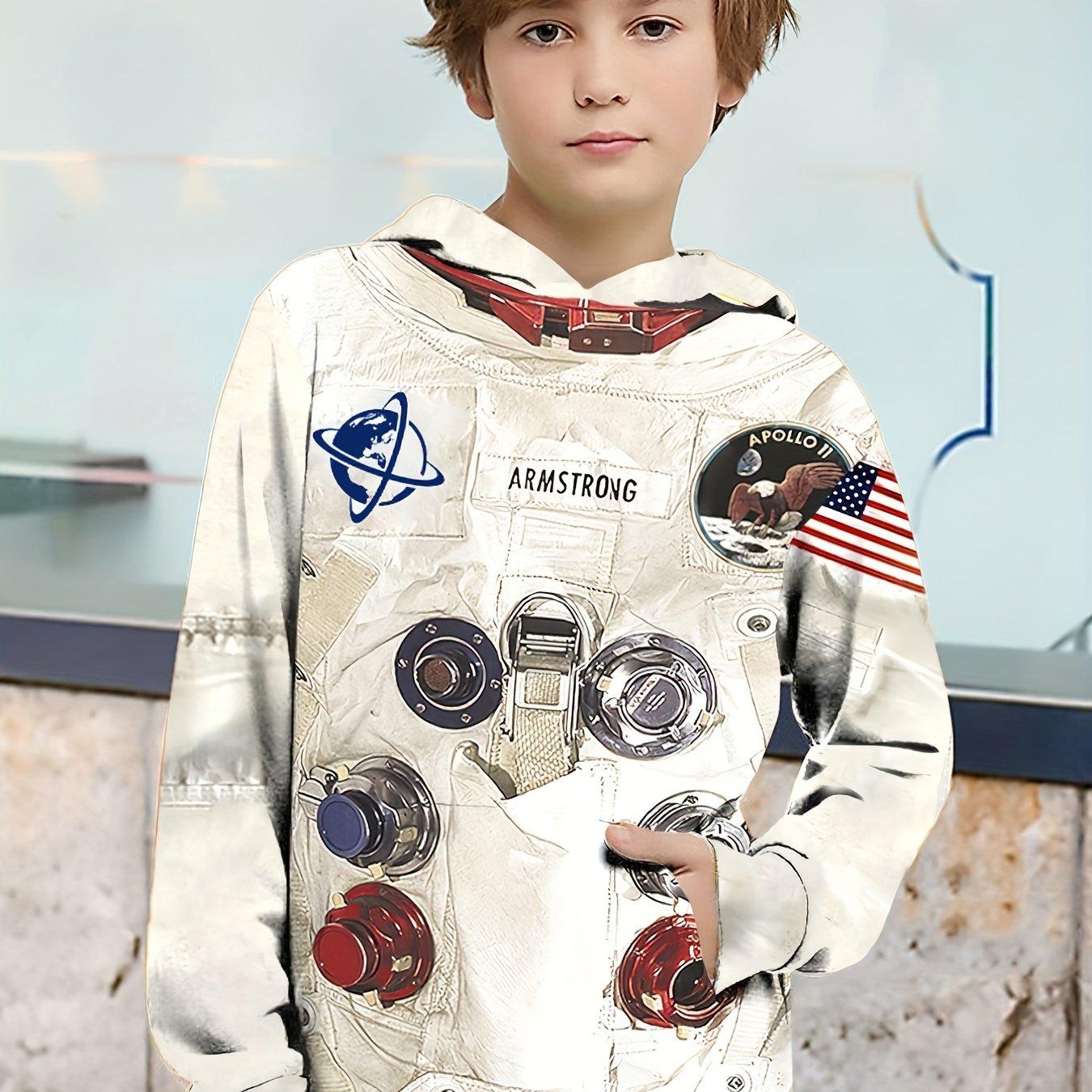 ETST 005 Kinderkleding Jongens Hoodies Lange Mouw Mode 3D Astronauten Print Kinderen Lente Herfst Kleding Casual Outdoor Jongenskleding Tops 160