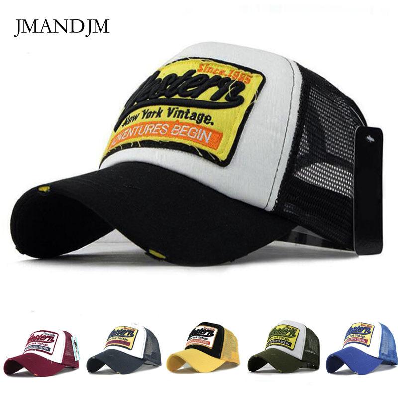 JM Hat Nieuwe 3D geborduurde westerse mesh baseballpet katoenen baseballpet heren splicing baseballpet Koreaans hemelsblauwe kleur