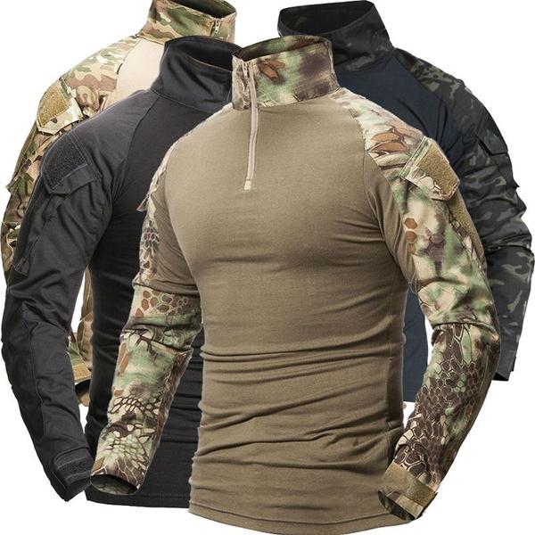 Tooyoo Camouflage Heren T-shirts Leger Combat Tactisch T-shirt Militaire Jacht Outdoor Heren Lange Mouw T-shirts S