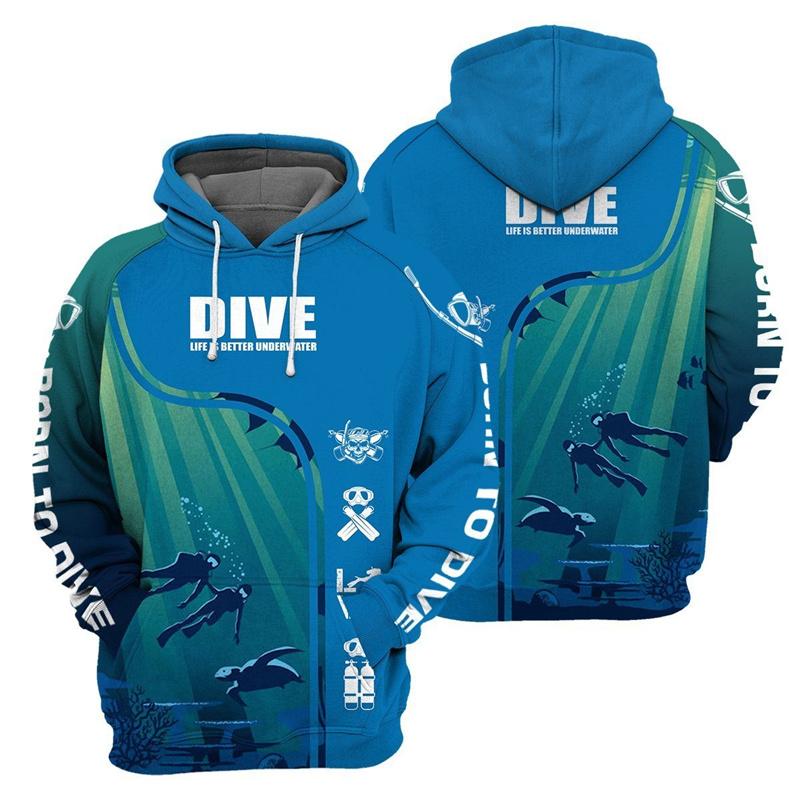 ETST 013 Mode 3D-geprinte duikhoodie Heren Lange mouwen Sweatshirts Lente Herfst Straatsport Tops Pullover Oversized Hoodies Kleding S