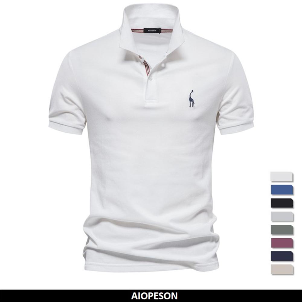 AIOPESON Men Fashion AIOPESON merk heren originele poloshirts katoenen poloshirts voor heren korte mouw hoge hoeveelheid polo heren nieuwe zomerkleding S 60-70kg wit