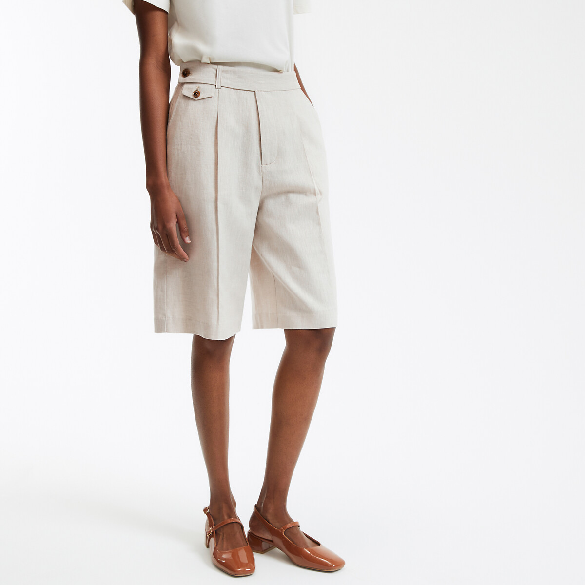 LA REDOUTE COLLECTIONS Bermuda in linnen en katoen met plooien