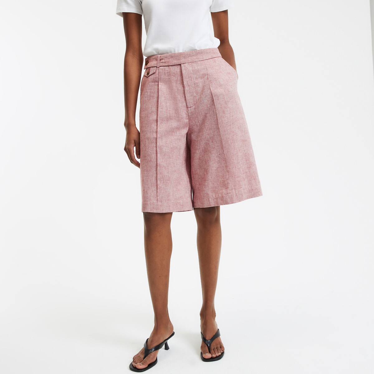 LA REDOUTE COLLECTIONS Bermuda in linnen en katoen met plooien