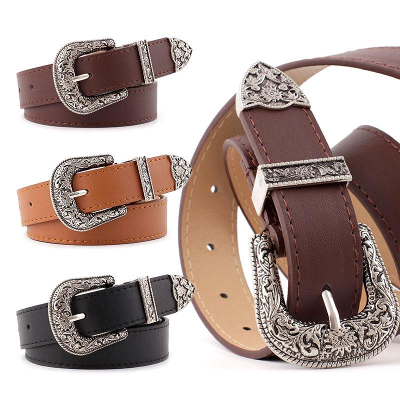 BOOSKU Vintage stijl effen kleur PU leren brede riem zwart