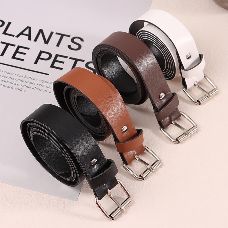 Powerful Temptation 1Pc 100CM Leather Belt Waist Belts Metal Buckle Waistband Pants Decorative Belt wit