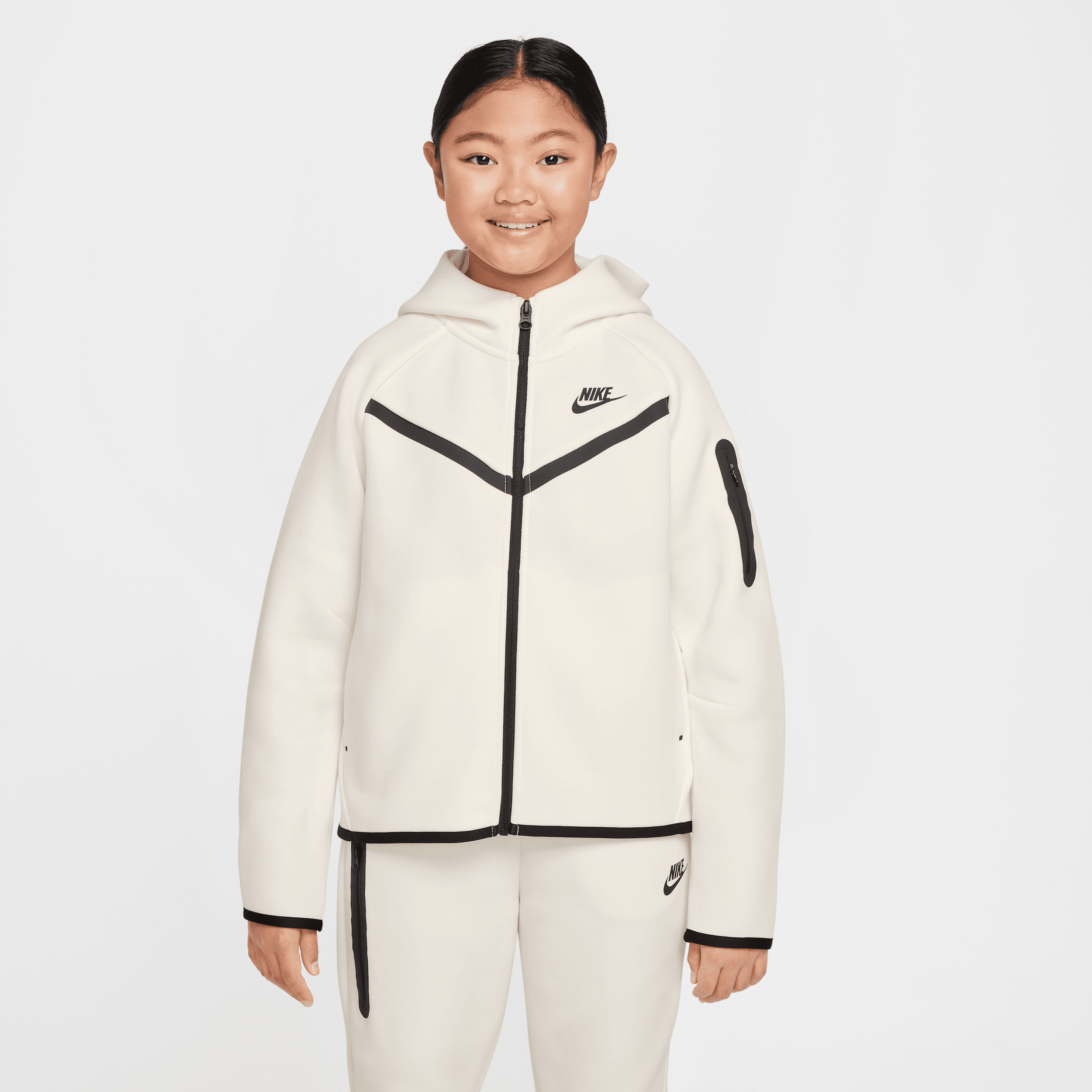 Nike Sportswear Tech Fleece hoodie met rits voor meisjes - Wit