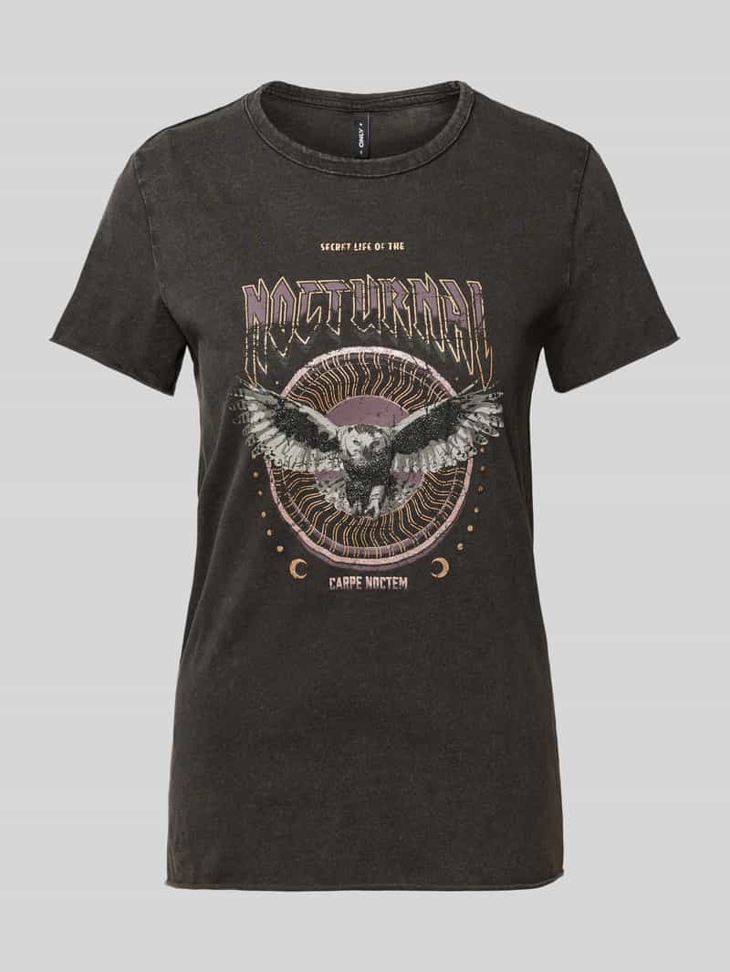 Only Regular fit T-shirt van zuivere katoen met motiefprint, model 'LUCY LIFE'