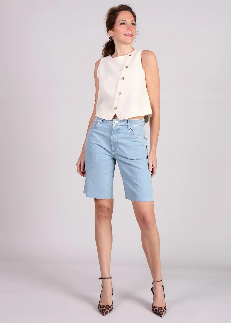 Homage to Denim Homage stevie long shorts light vintage wash