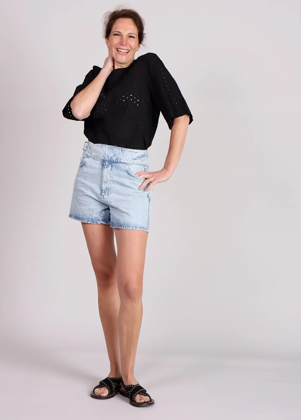 Homage to Denim Homage shorts h belt detail licht
