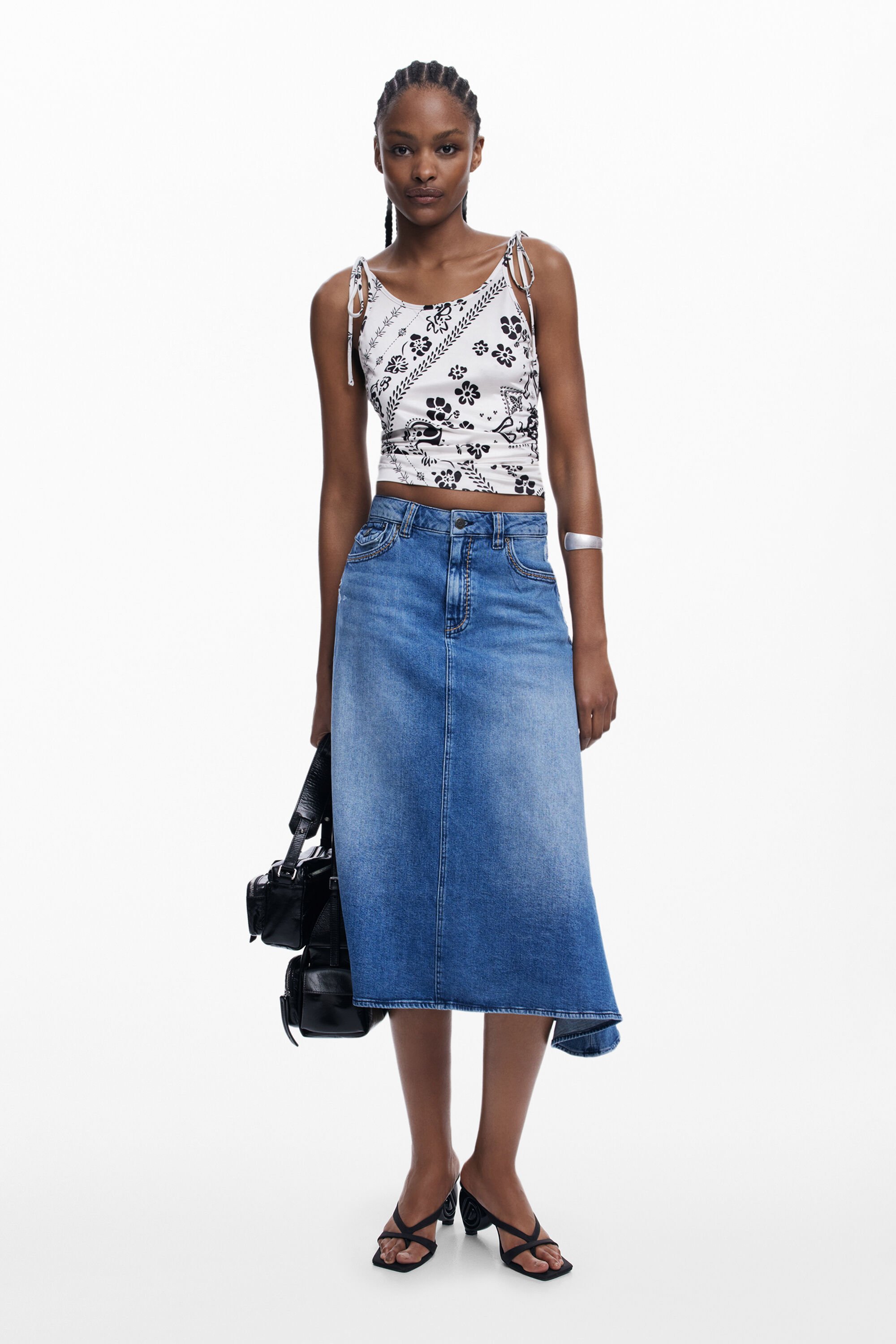 desigual Asymmetrische midi spijkerrok - BLUE