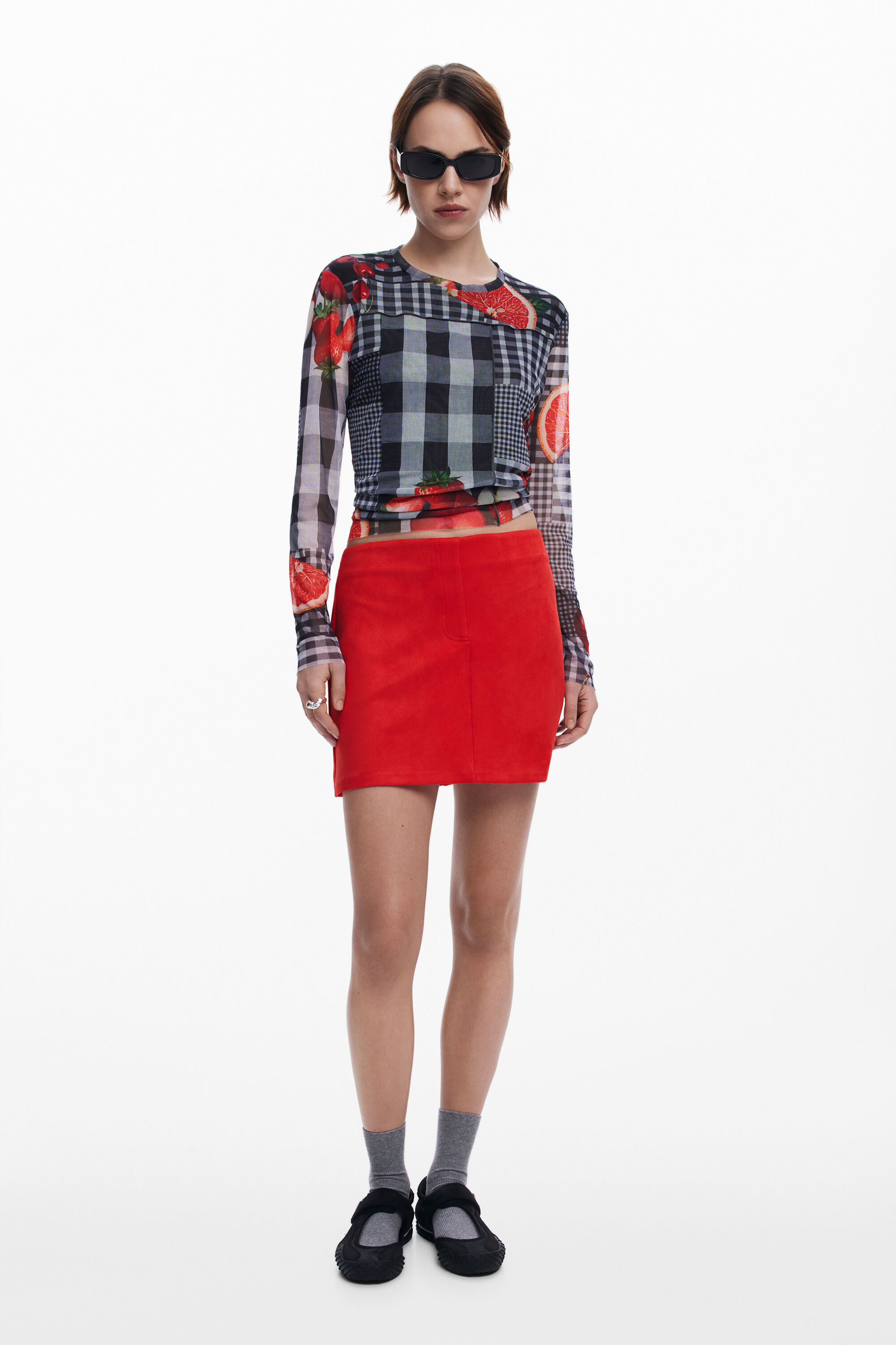 desigual Mini suède rok - RED