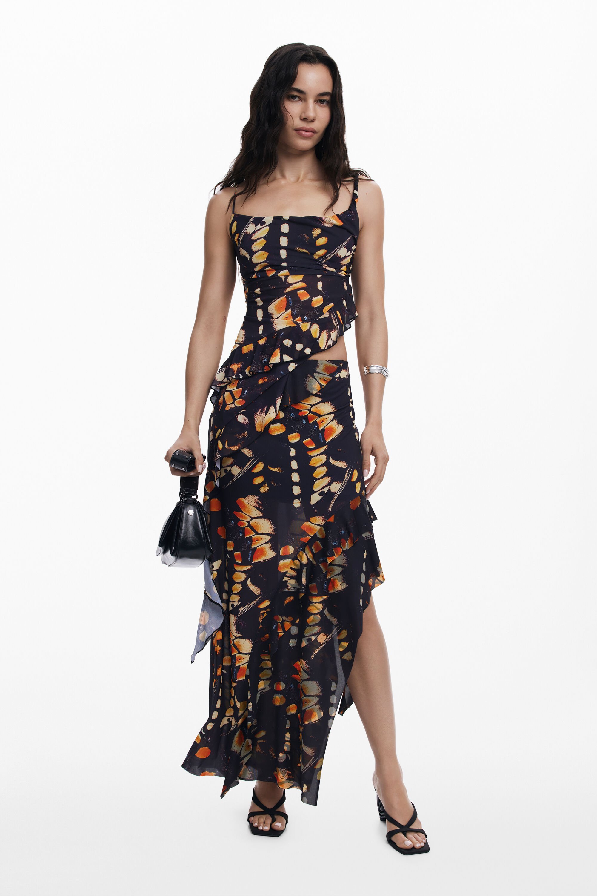 desigual Rok met vlindervolants - BLACK