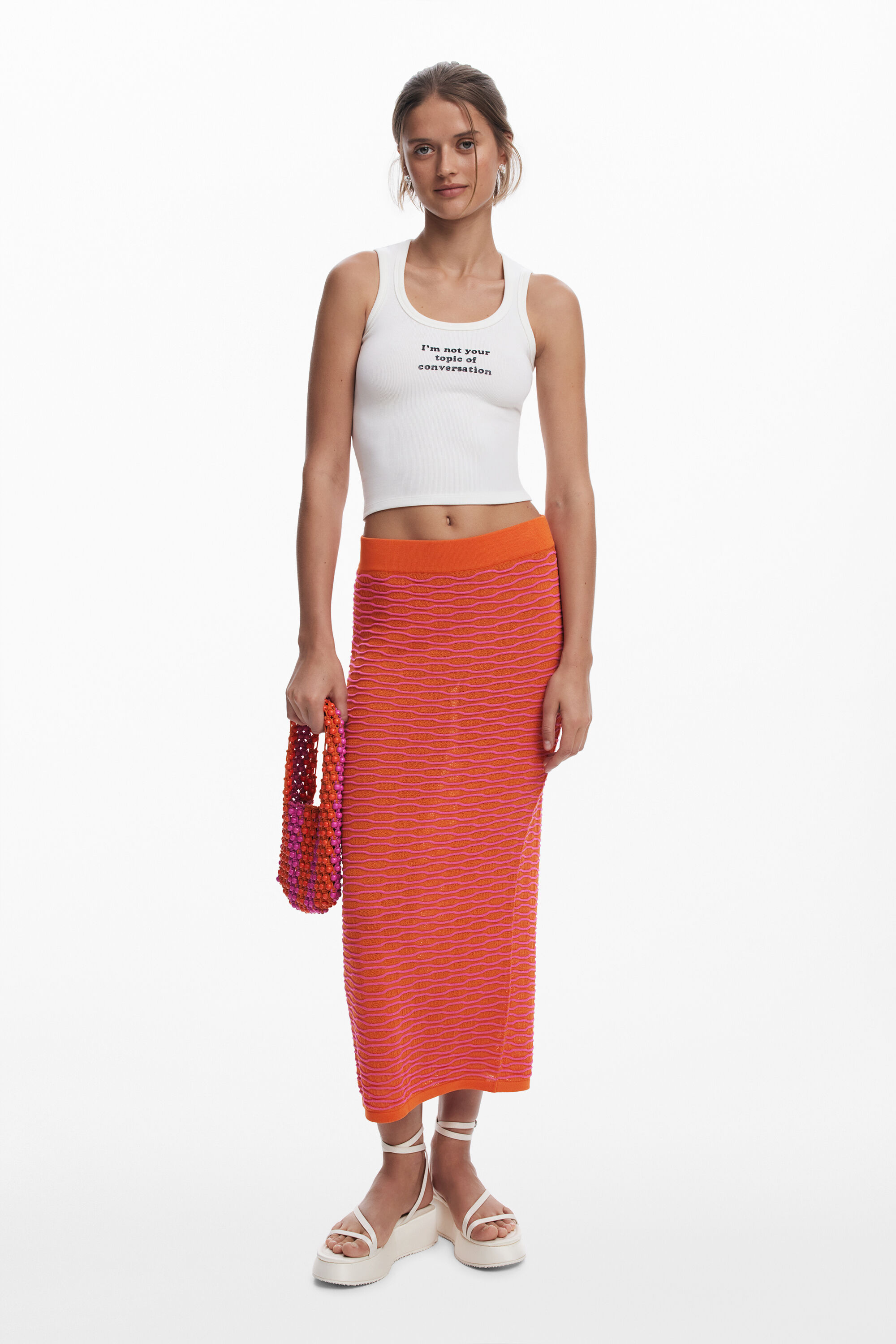 desigual Midirok met golftextuur - RED