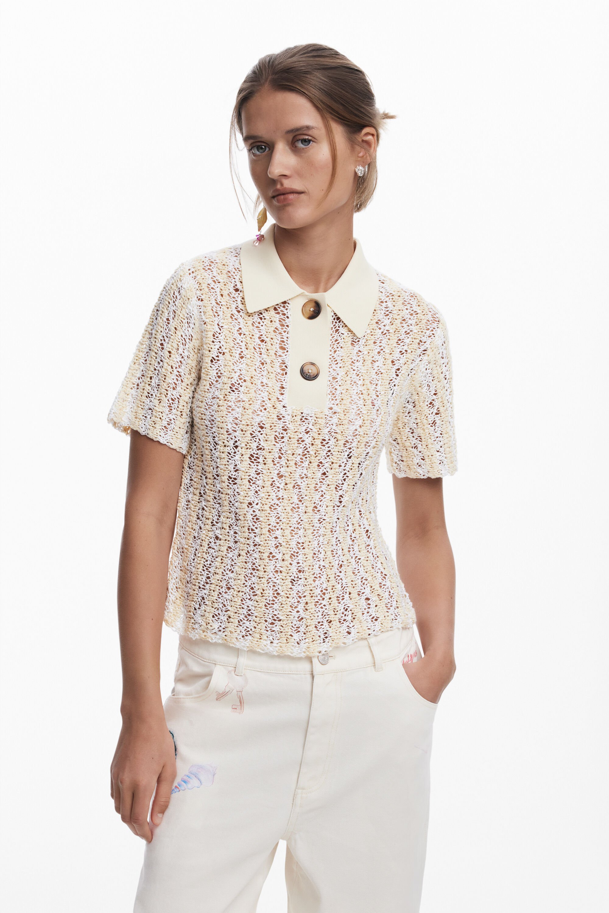 desigual Gehaakte polotop - WHITE