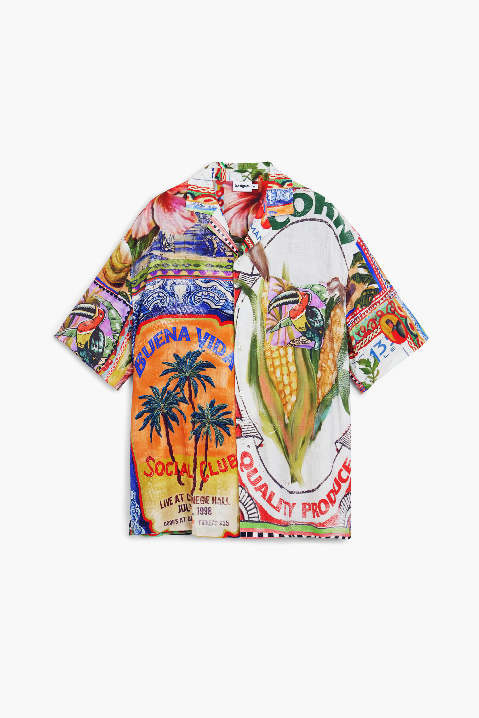 desigual Kort mouw ansichtkaart overhemd - WHITE
