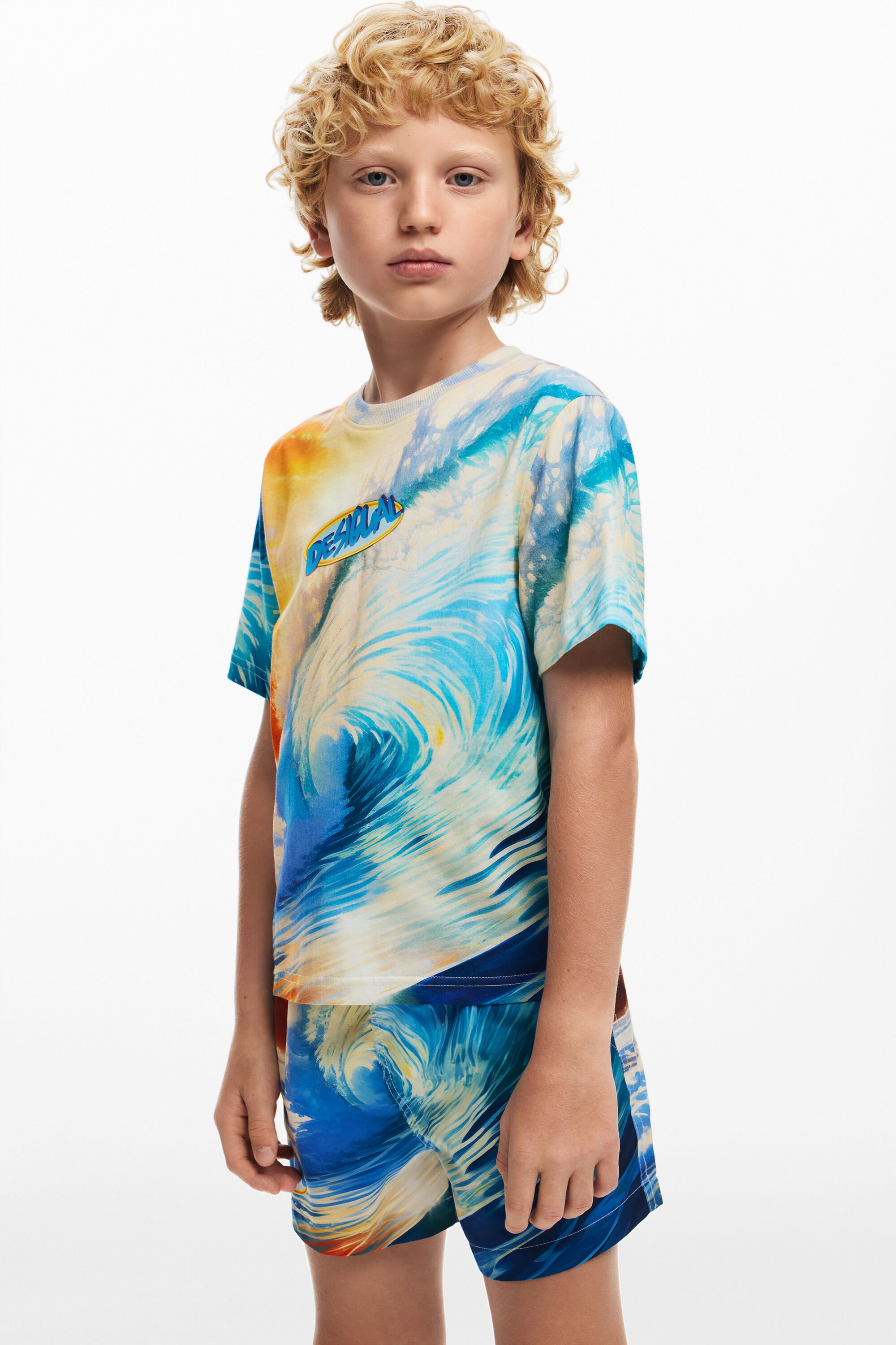 desigual T-shirt met golfprint - MATERIAL FINISHES