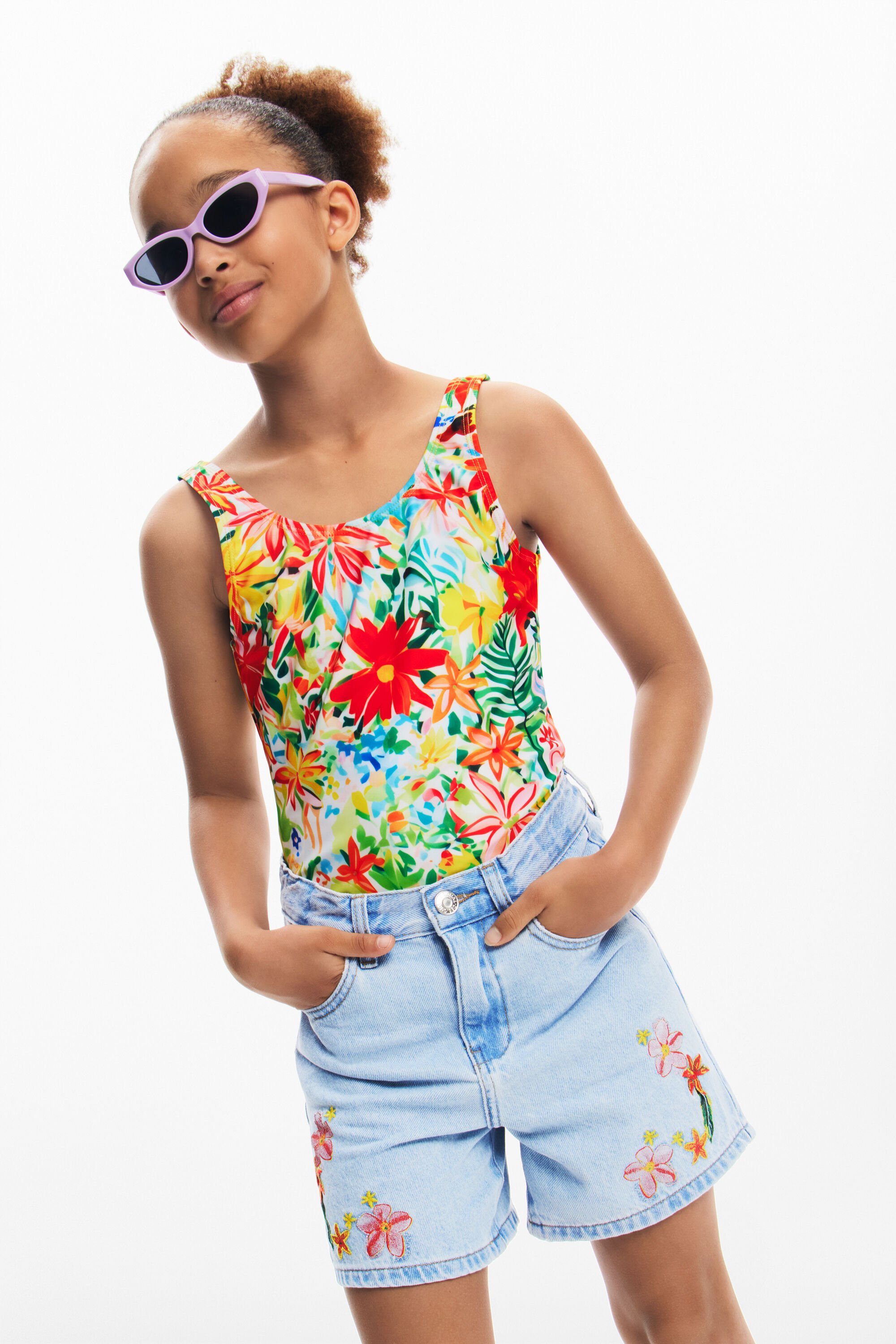 desigual Bedrukte denim broek - BLUE