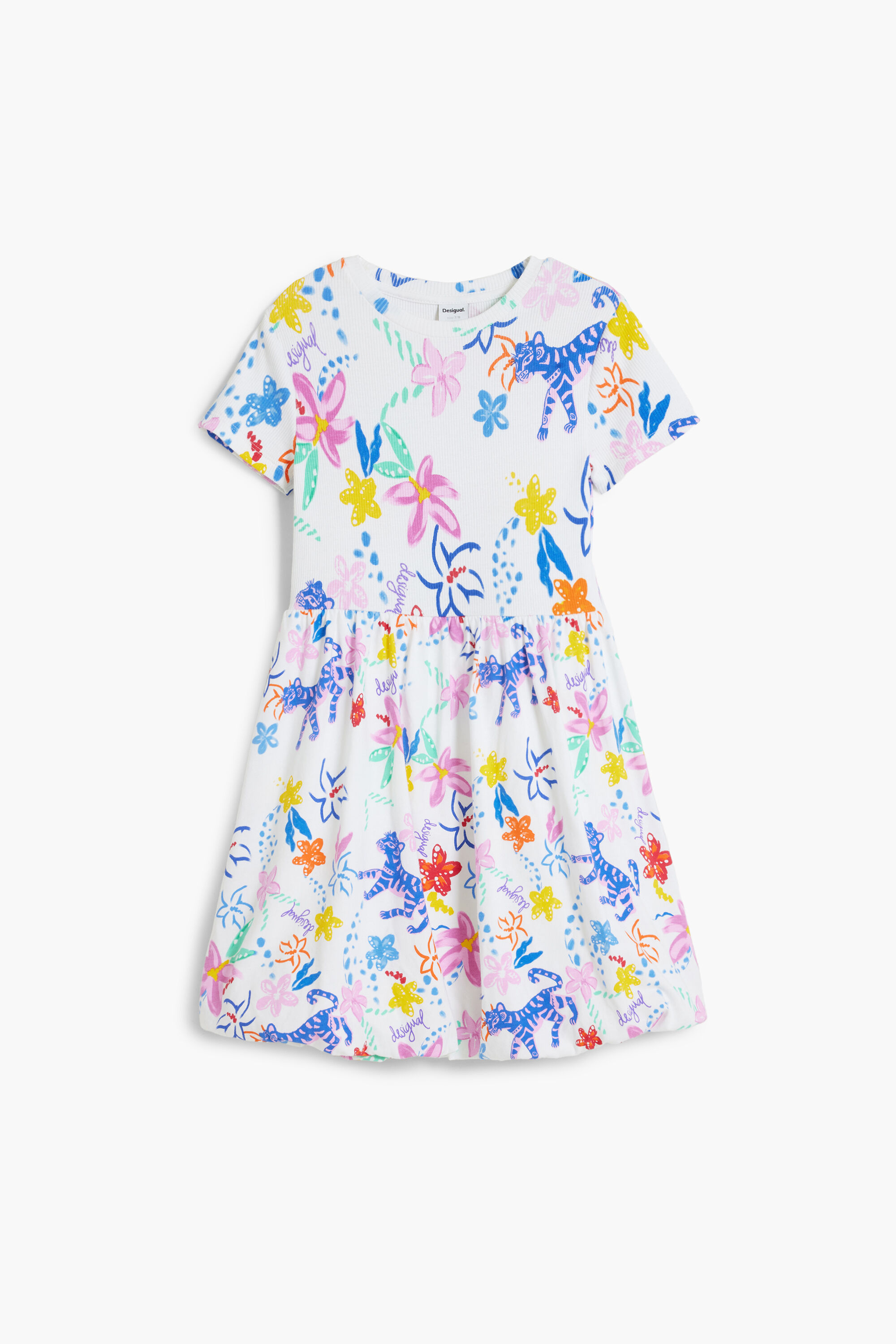 desigual Kort bedrukte jurk - WHITE