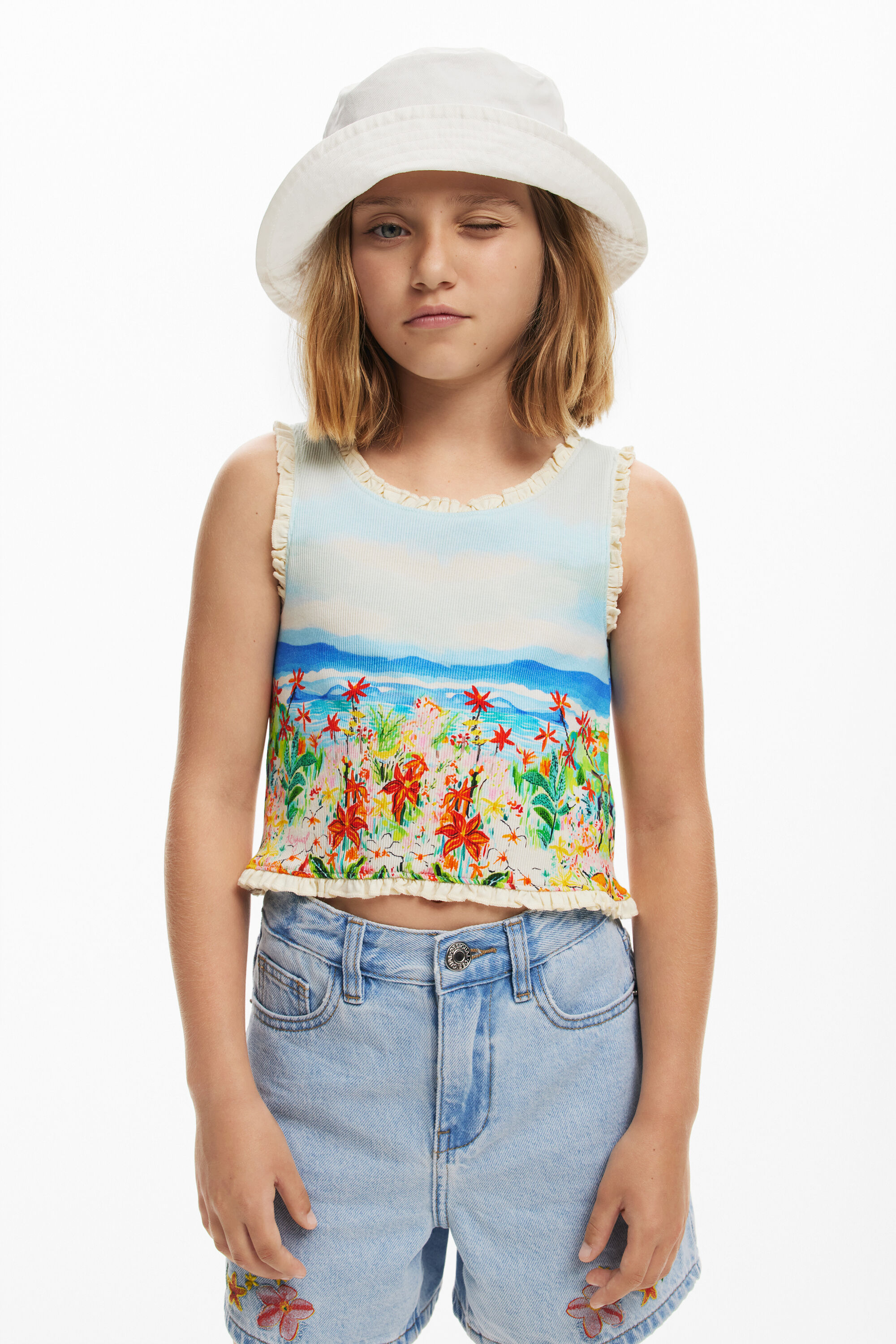 desigual T-shirt met landschapprint - MATERIAL FINISHES