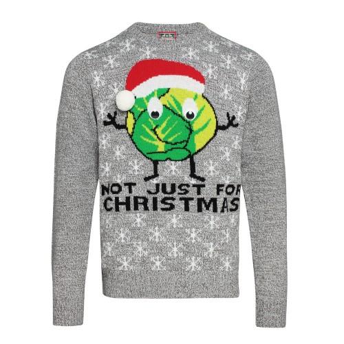 Christmas Shop Kerstwinkel Volwassenen Unisex Sprouts Kersttrui XS grijs