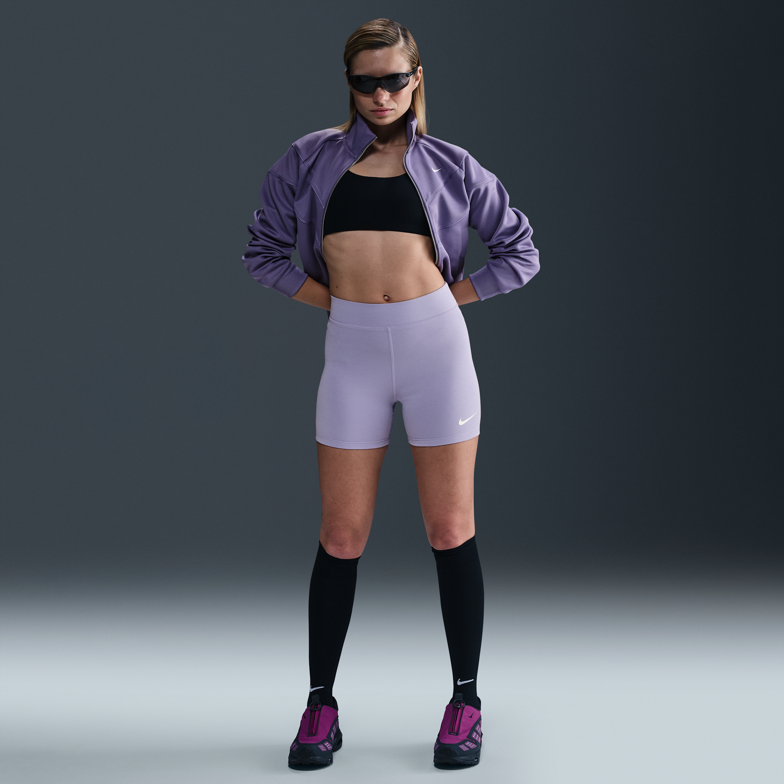 Nike Bikeshorts met hoge taille voor dames (13 cm) Sportswear Classic - Lilac Ice- Dames, Lilac Ice