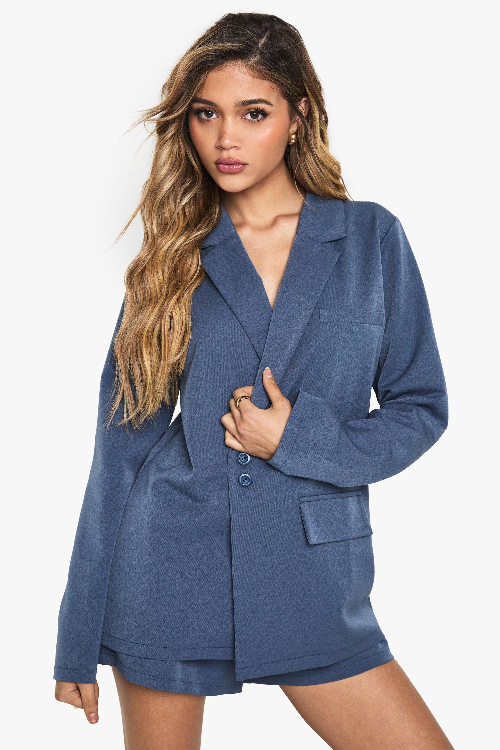 Boohoo Getailleerde Wikkel Blazer, Petrol