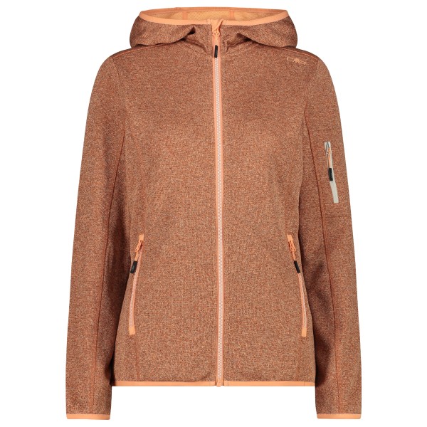 CMP - Women's Jacket Fix Hood Knitted + Mesh - Fleecevest, bruin