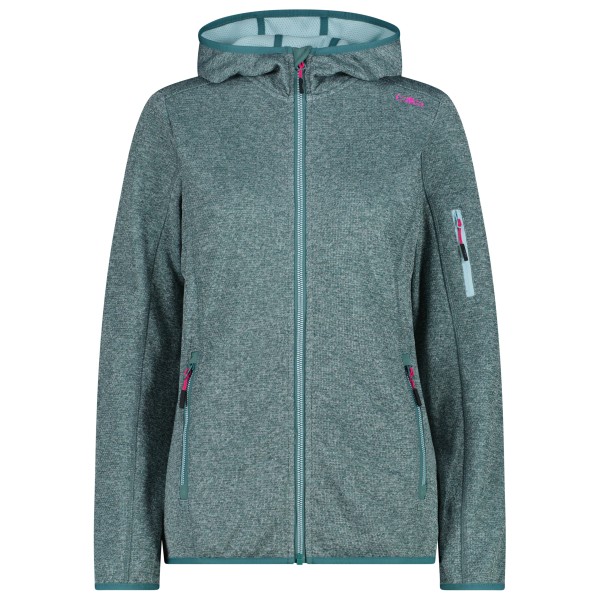 CMP - Women's Jacket Fix Hood Knitted + Mesh - Fleecevest, turkoois