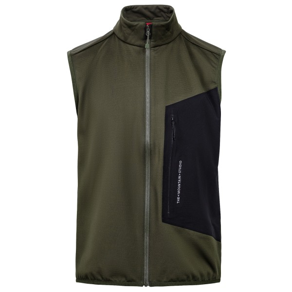 The Mountain Studio - Techno Grid Fleece Vest - Fleecebodywarmer, olijfgroen