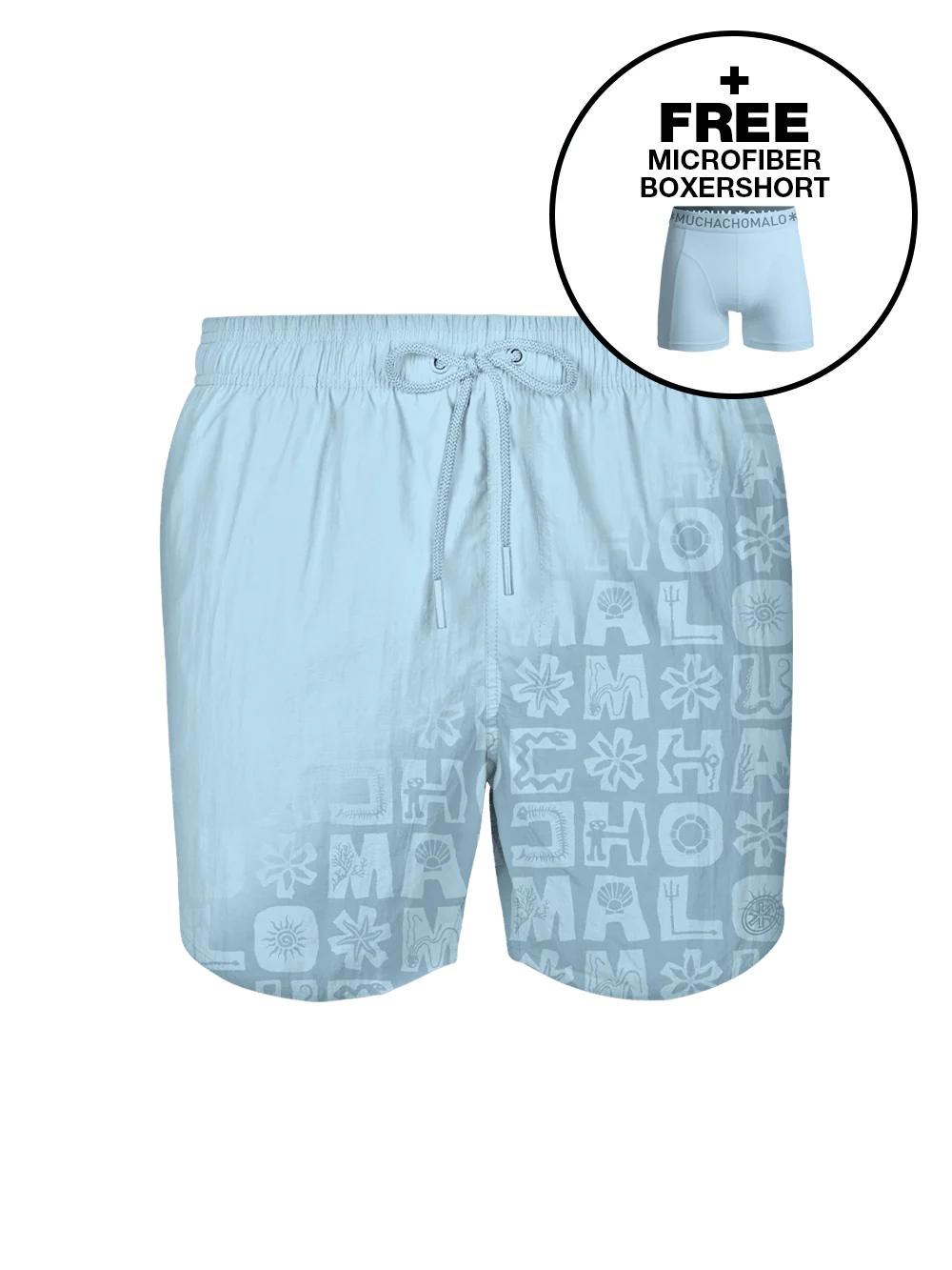 Muchachomalo Jongens zwembroek print licht + gratis microfiber boxershort