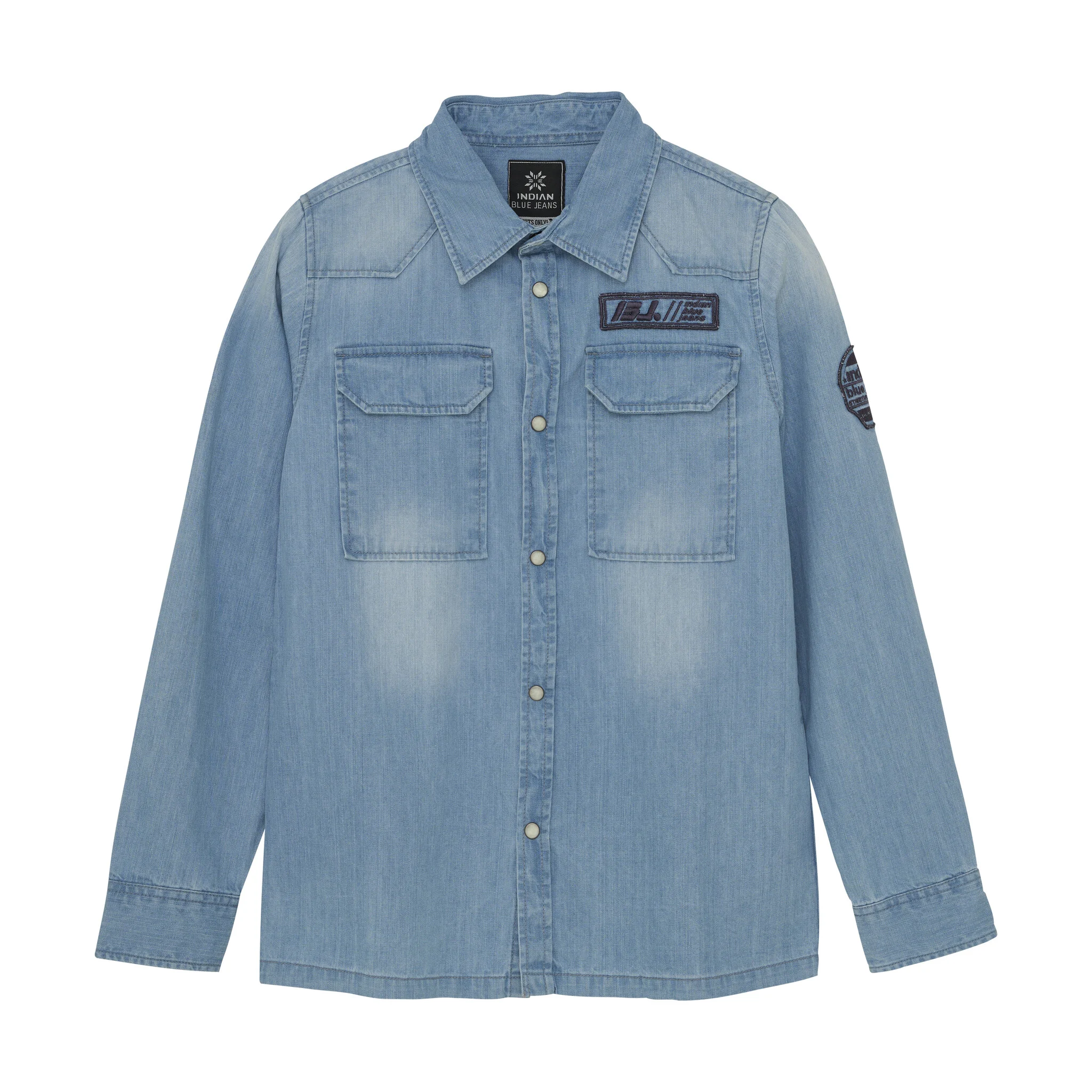 Indian Blue Zomer shirt jongens - denim badge