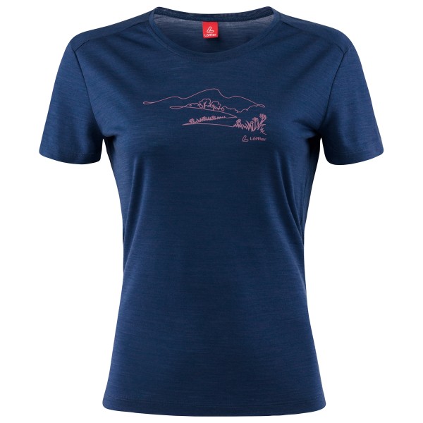 Löffler - Women's Printshirt Country Merino-Tencel - Merinoshirt, blauw
