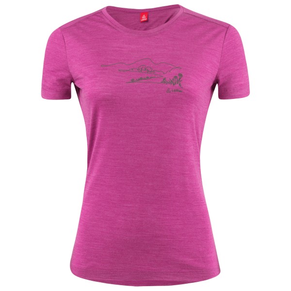 Löffler - Women's Printshirt Country Merino-Tencel - Merinoshirt, purper